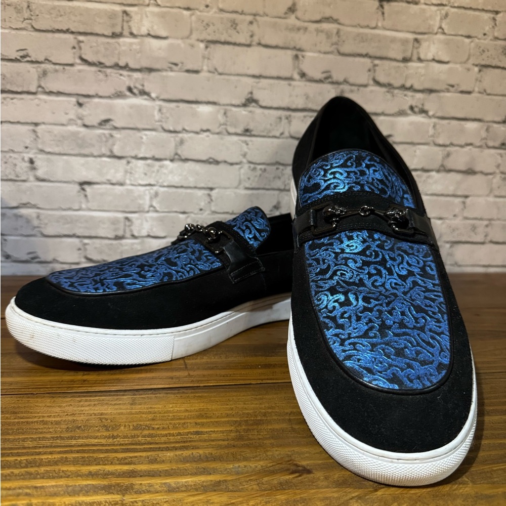 Robert Graham Black and Blue Patterned Loafers